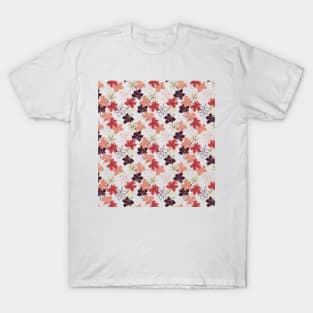 Red Autumn Leaves Pattern White Ver T-Shirt